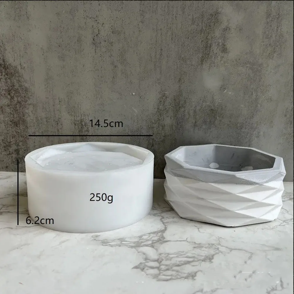 Octagon concrete vase mold planter jesmonite big mold style 1 - Image 1