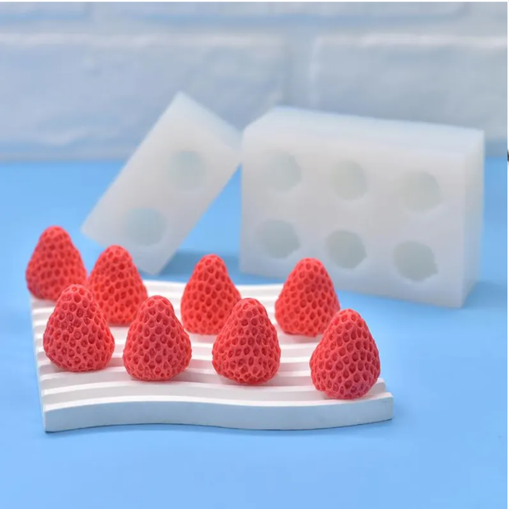 website (12) Strawberry Candle Silicone Mold - Image 1