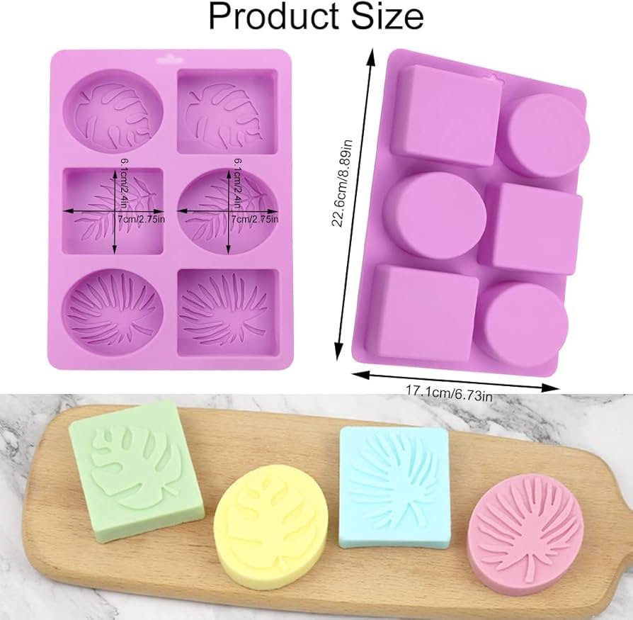 61SRH+zZtOL._AC_UF894,1000_QL80_ 6 Cavity Leaf Oval & Square Silicone Mold - Image 1